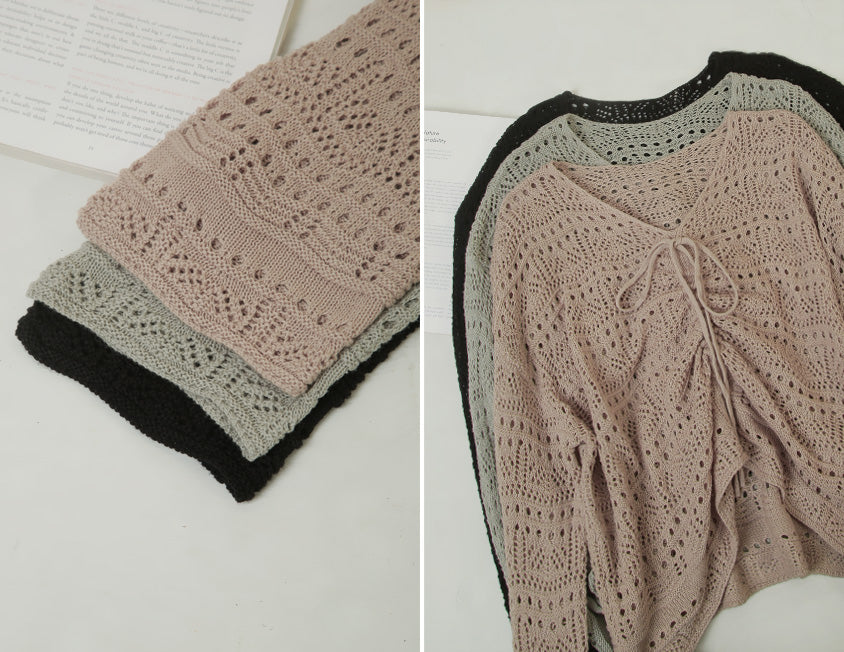 Two-Way Front-Tie Drawstring Plus Size Knit Top