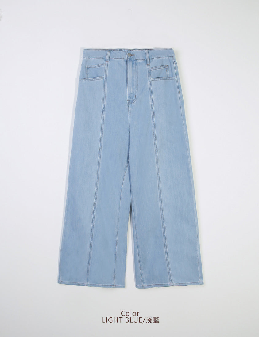 Standard Stitch Detail Plus Size Wide-Leg Jeans