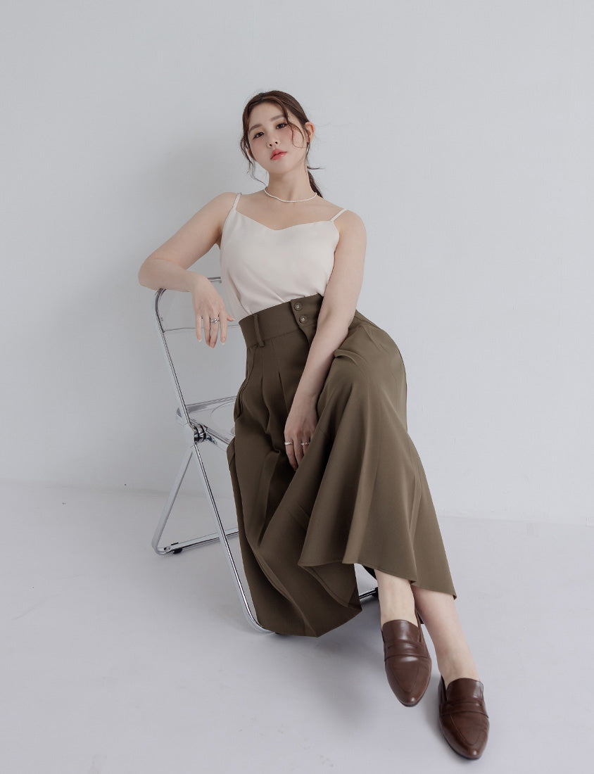 MISS. Wrinkle-Resistant Tummy Flattering with Back Elastic Plus Size Tailored Maxi Skirt