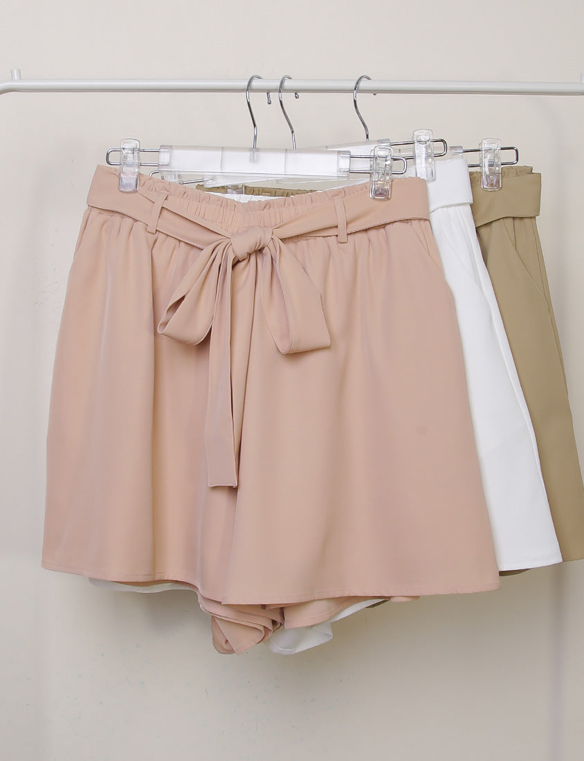 Floral Ruffled Elastic Waist Flowy Plus Size Mini Skort  (With Waist Tie)
