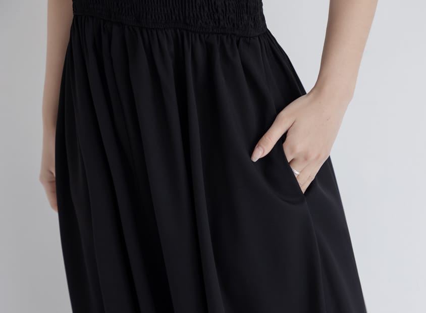 Adjustable Elastic Strap Twill Plus Size Dress