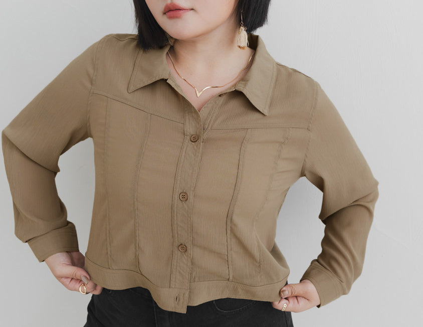 MUA! Sheer Textured Stitch Plus Size Cropped Jacket