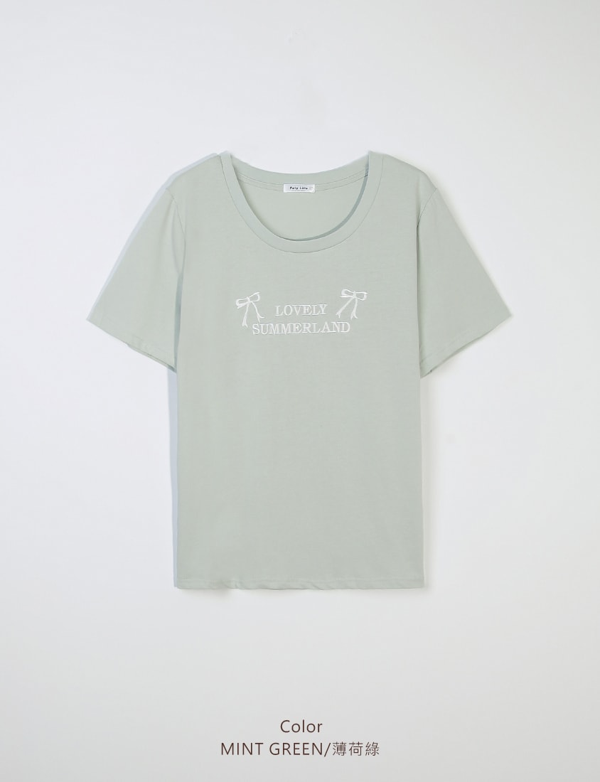 Sweet Bow Embroidery Plus Size Tee