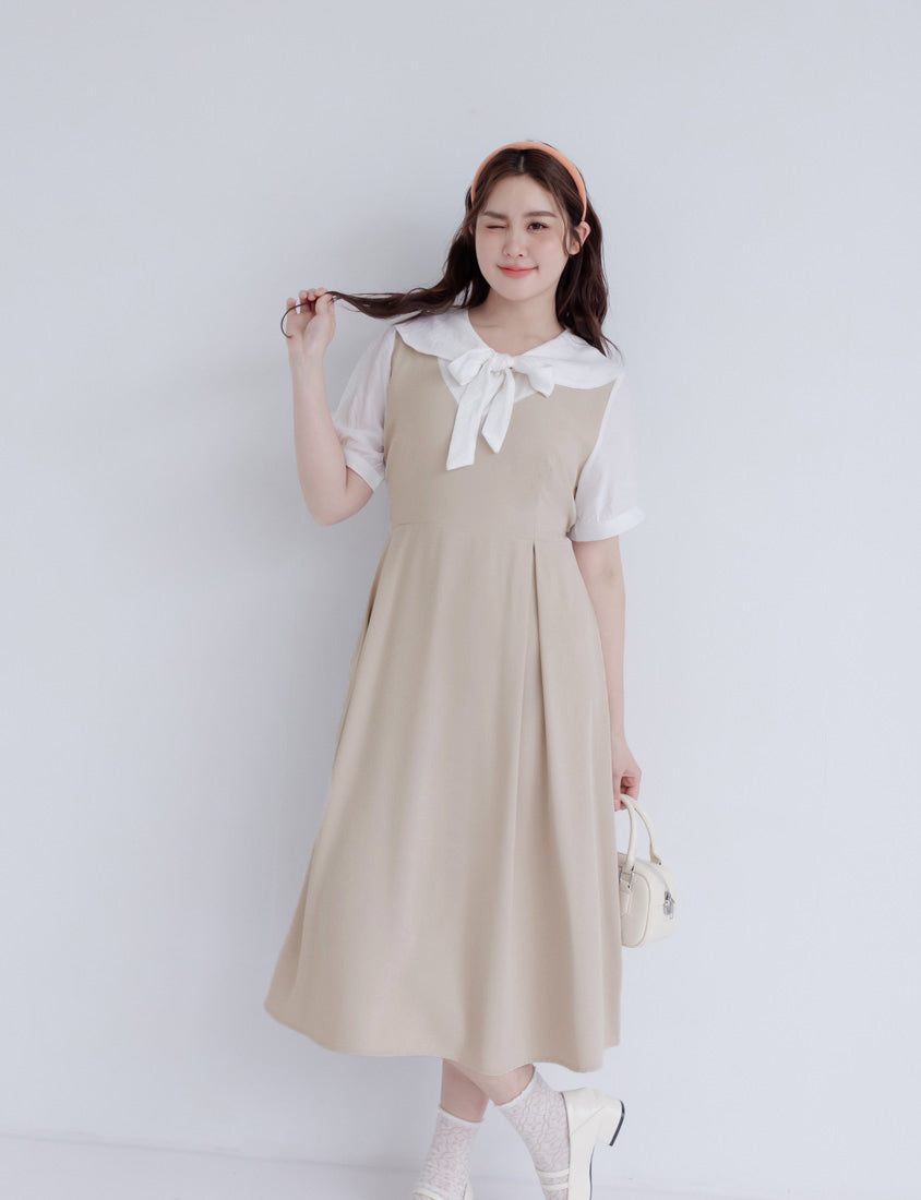 Mixed-Material Patchwork Faux Two-Piece Plus Size Maxi Dress