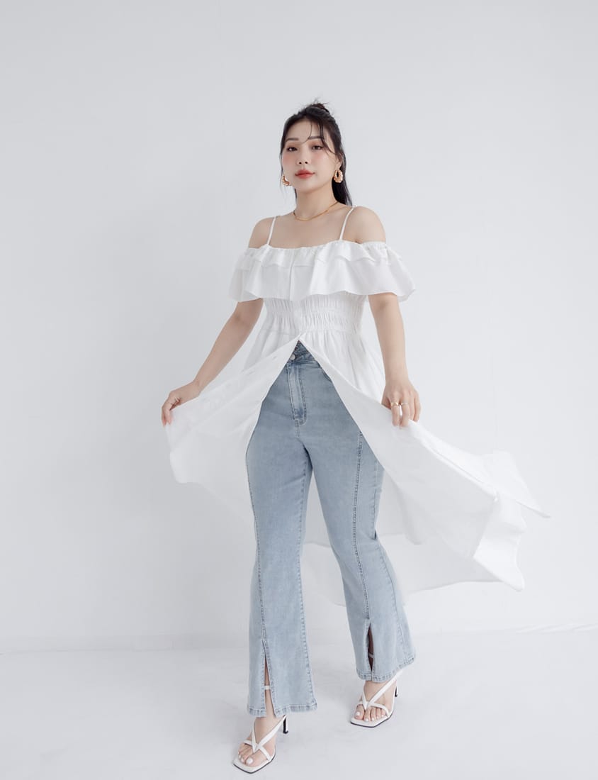 MUA! Ruffle Button Front Plus Size Maxi Dress