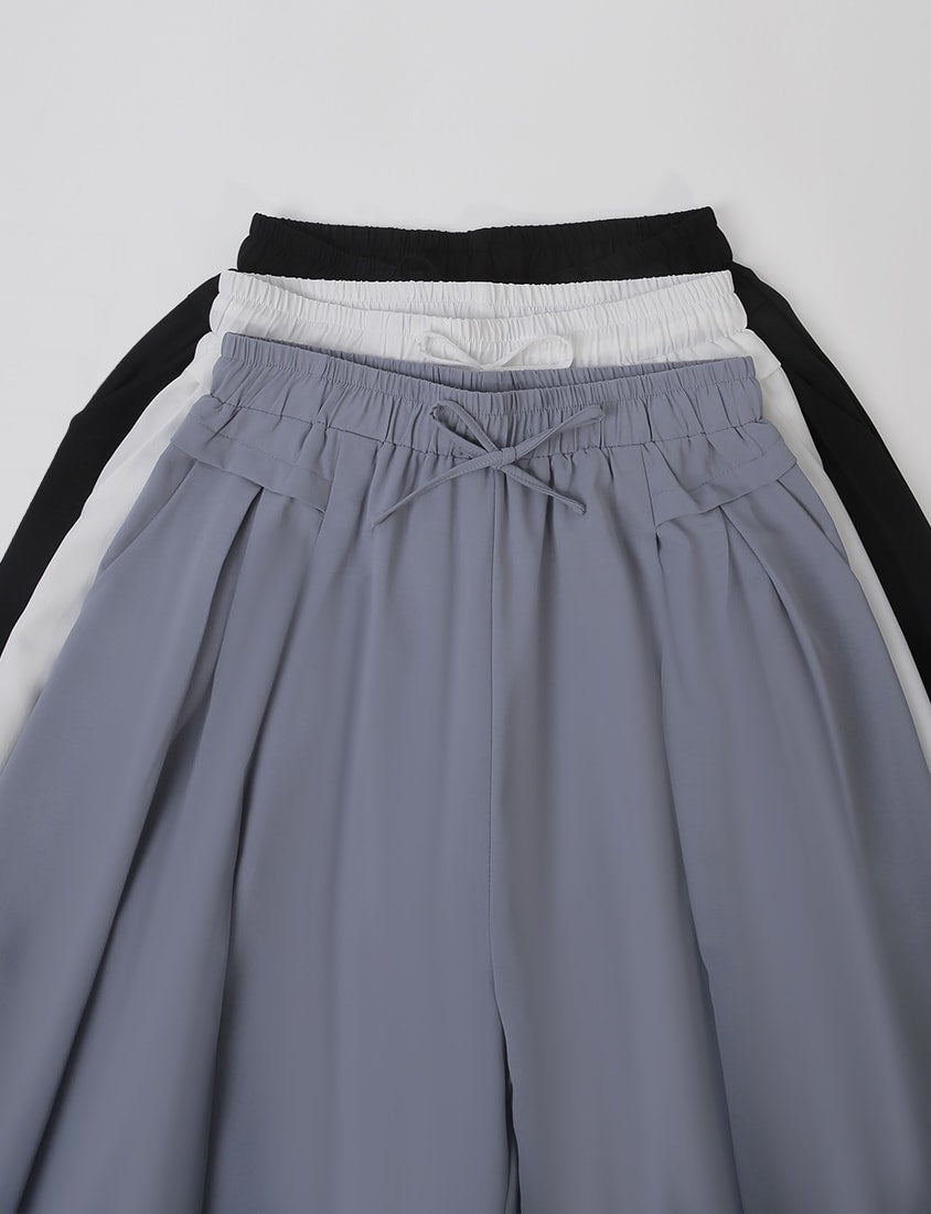 Full Elastic Waist Chiffon Plus Size Wide-Leg Pants