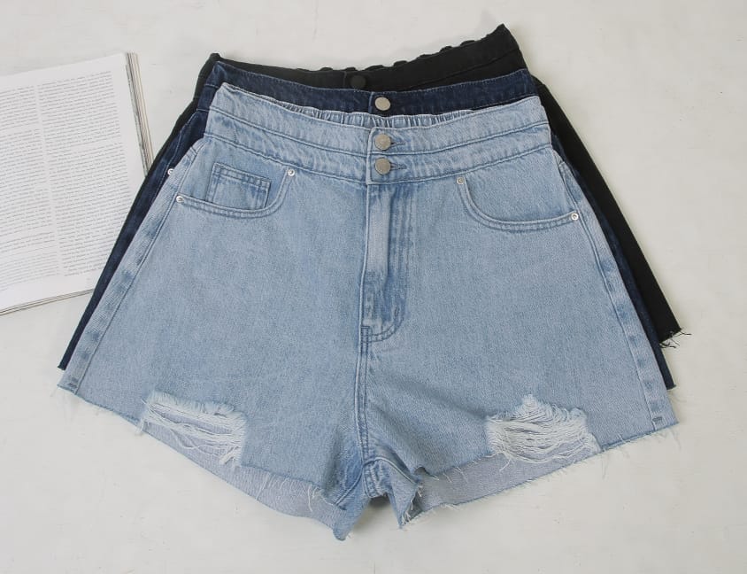 MUA! Edgy Raw-Hem Distressed Plus Size Denim Shorts