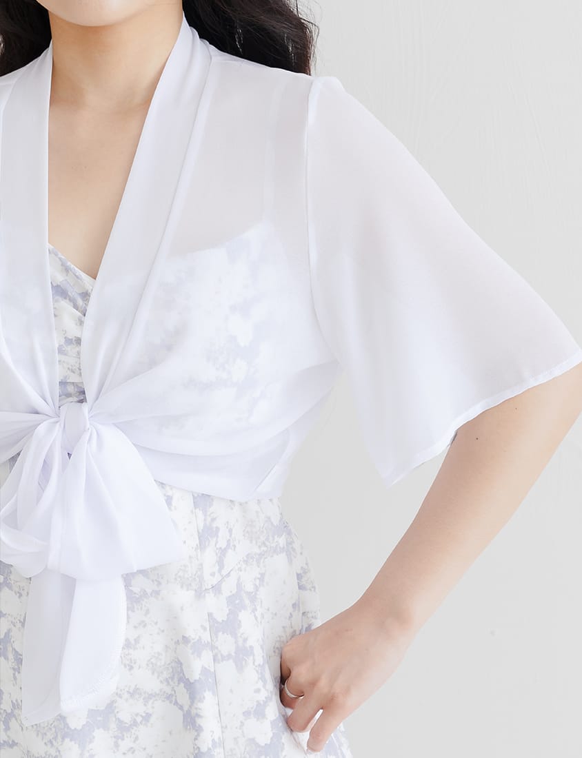 Summer Multicolor Sheer Tie-Front Plus Size Cover-Up