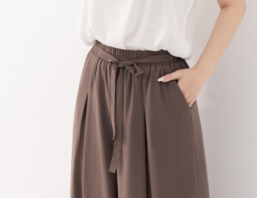 MISS. Silky Cool Sheer Chiffon Elastic Waist Plus Size Wide Pants