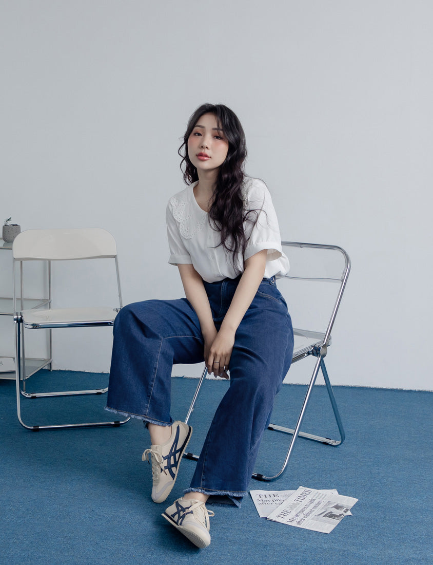 Cooling Tech with Raw Hem Plus Size Straight Leg Denim