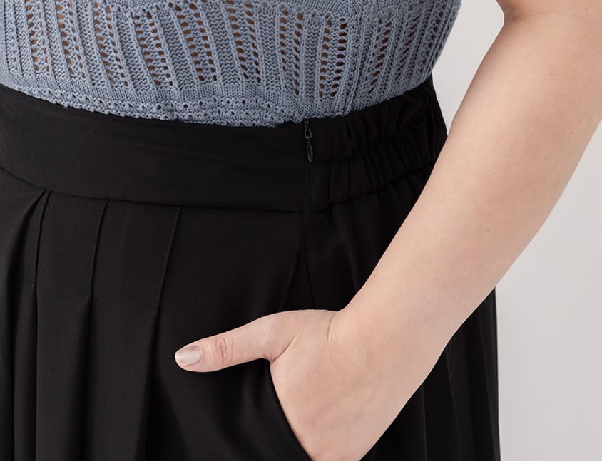 Elegant Pleated Back Elastic Waist Plus Size Chiffon Skort