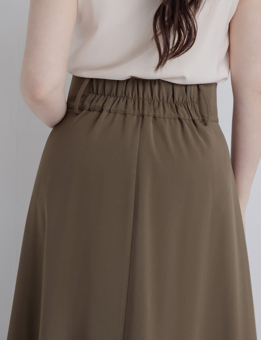 MISS. Wrinkle-Resistant Tummy Flattering with Back Elastic Plus Size Tailored Maxi Skirt