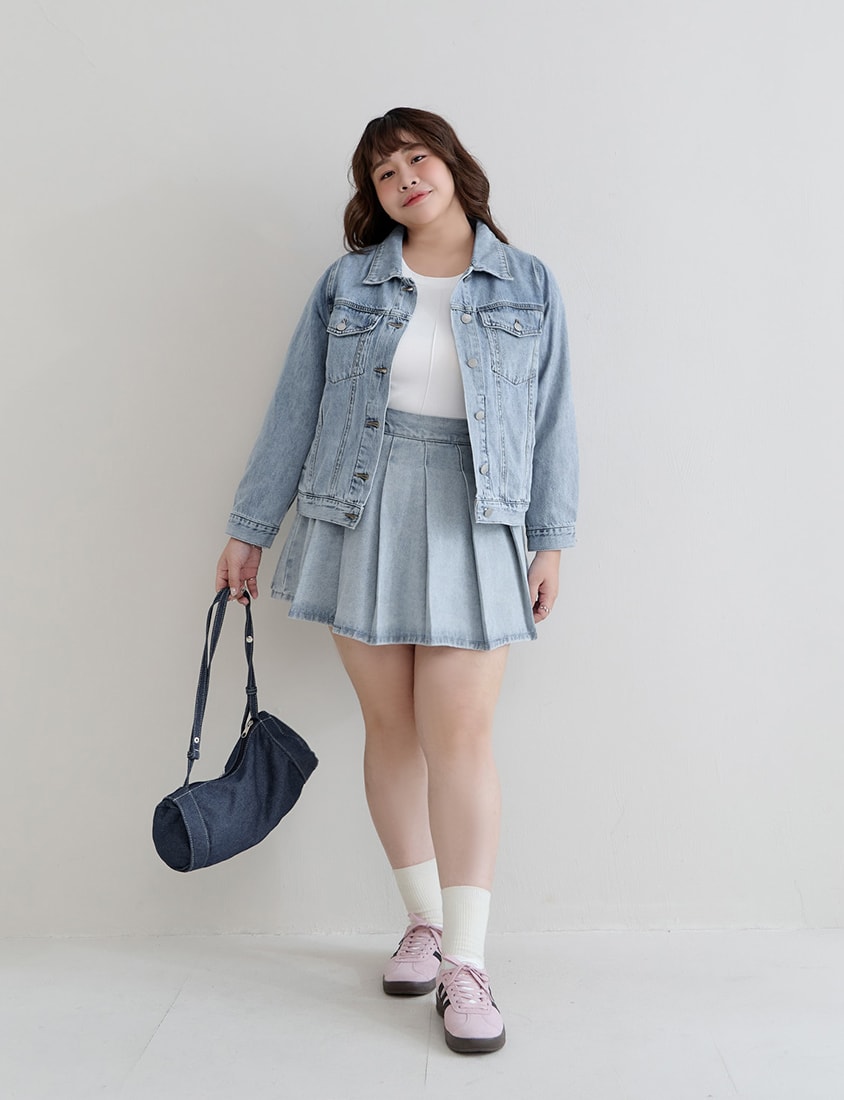Casual Classic Denim Plus Size Long Sleeve Jacket