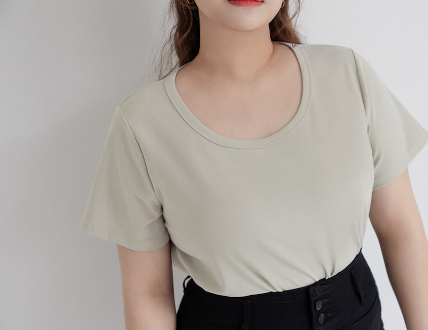 U-Neck Multicolor Plus Size Comfy Slim Tee