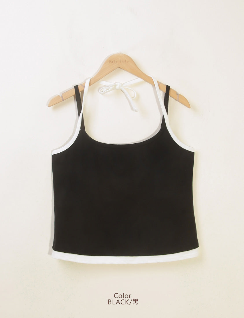 MUA! Chic Contrast Plus-Size Halter Neck Tank