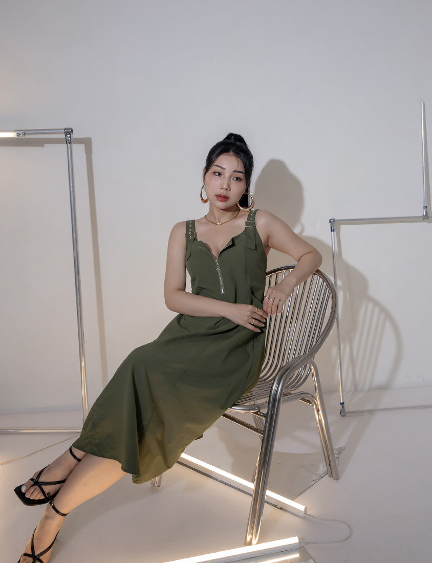 MUA! Adjustable Cargo Zip-Up Plus Size Cami Dress