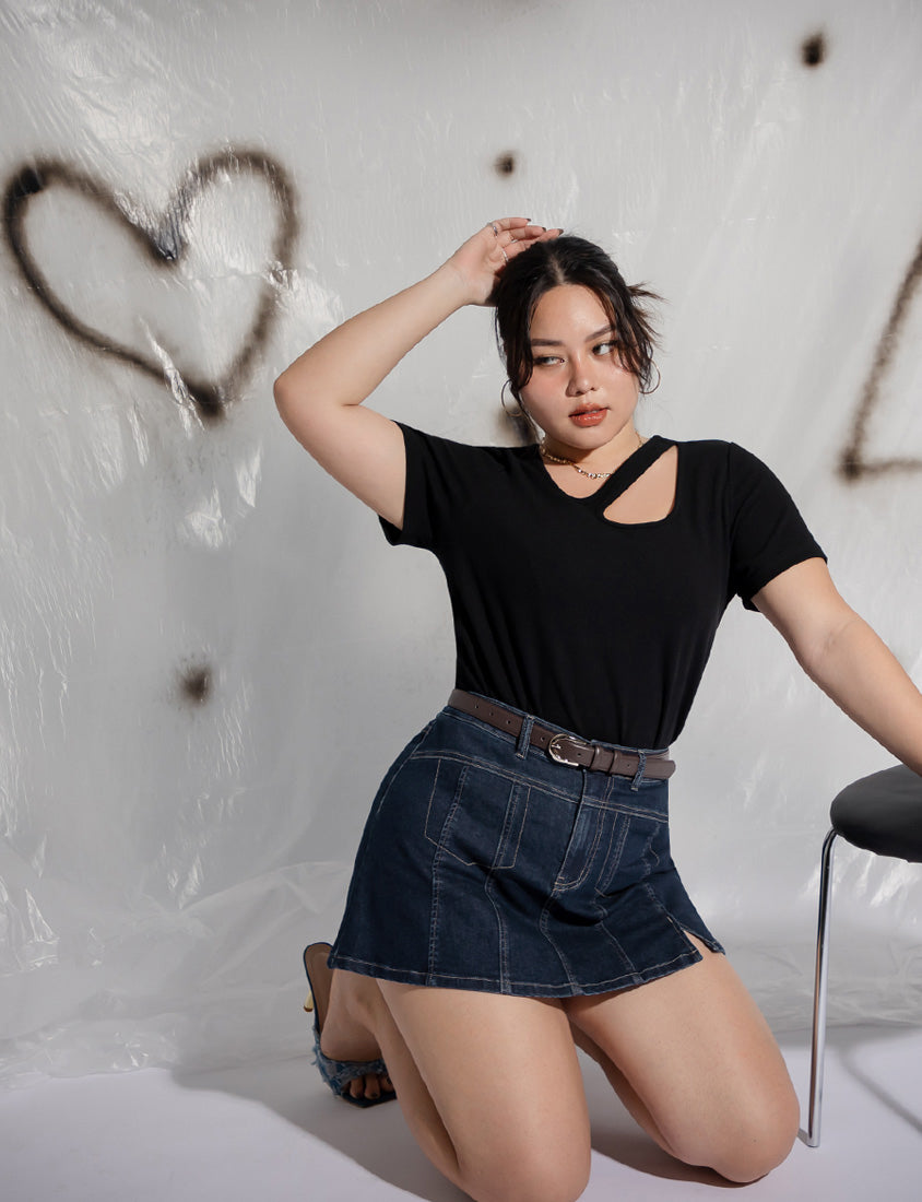 MUA! Sexy Stitching A-Line Plus Size Denim Skirt (with Shorts)