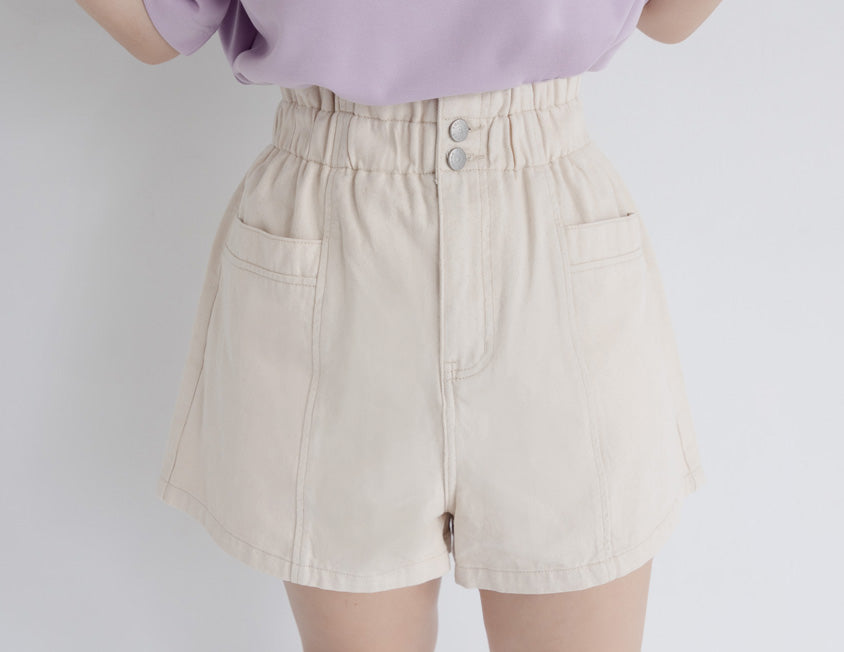 Playful Bubble Hem Twill Drawstring Plus Size Shorts