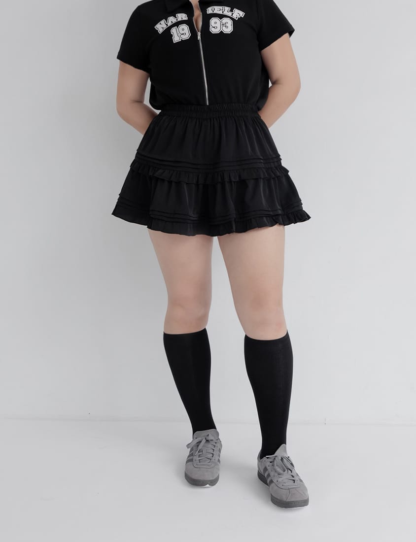 MUA! Ruffled Elastic Waist Plus Size MiniSkirt