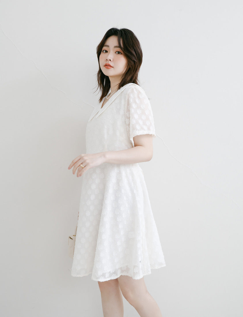 MISS. Sweet Floral Faux Two-Piece Collar Plus Size Mini Dress