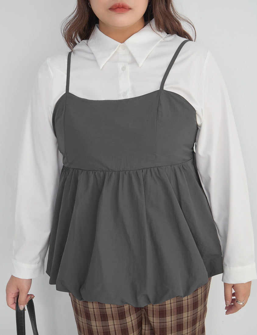 Adjustable Back Hollow Cut Plus Size Bubble Hem Cami Top