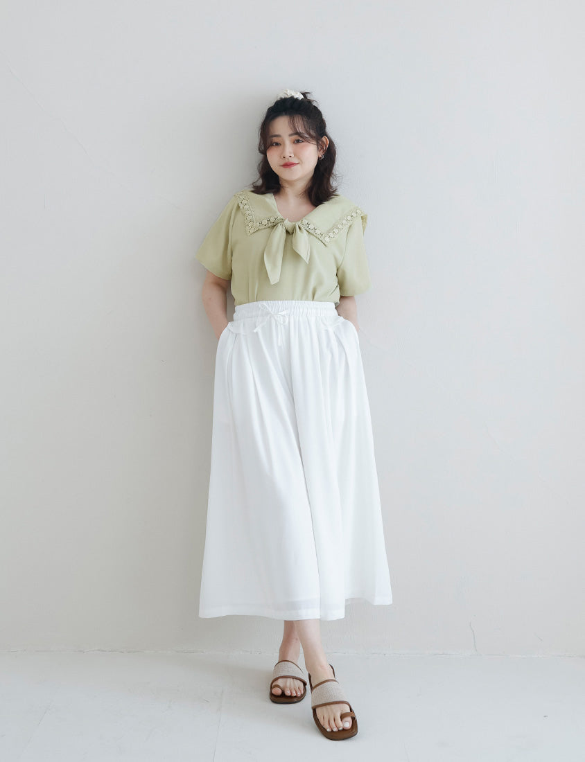 Japanese Style Lace Sailor Collar Tie Plus Size Top Blouse