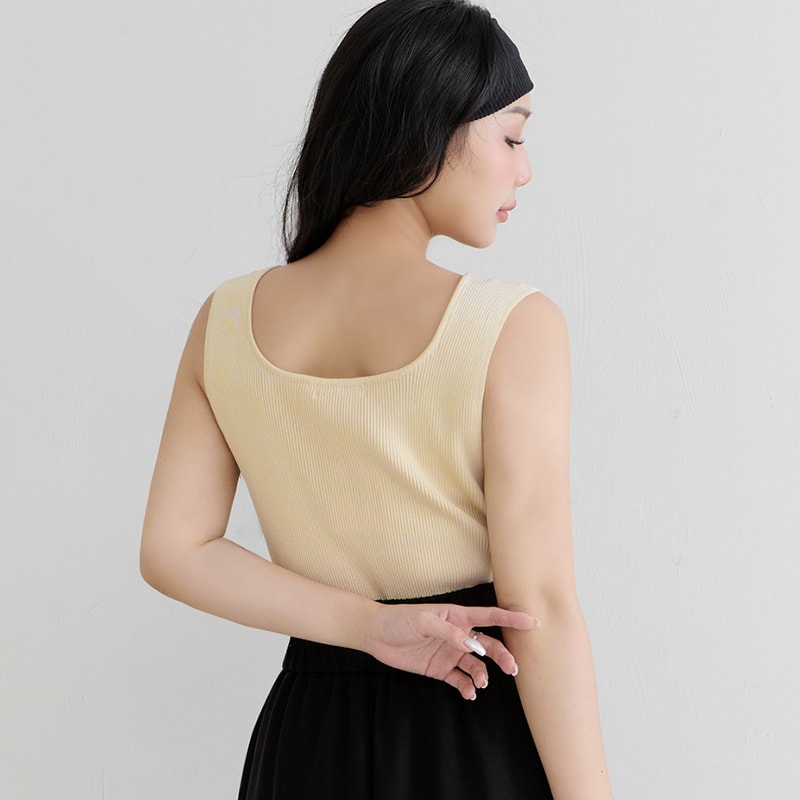 Square Neck Wide Straps Bra Bulges Support Knit Plus Size Tank Top