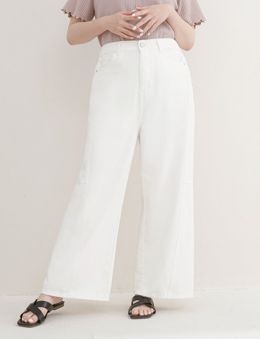 Everyday Versatile Twill Plus Size Straight-Leg Wide Pants