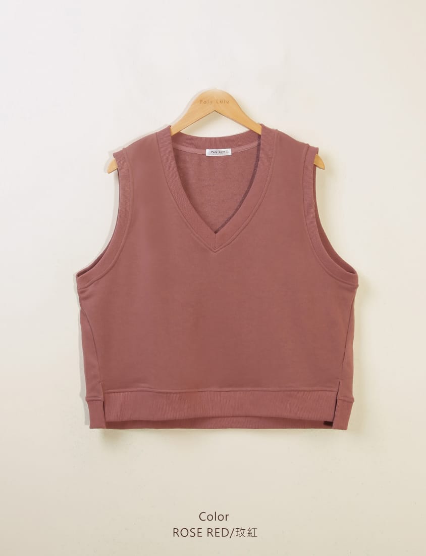 Sweet Versatile V-Neck Cotton Side Slit Plus Size Vest