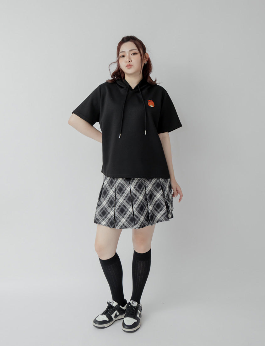 Preppy Pleated Plaid Plus Size Mini Skirt
