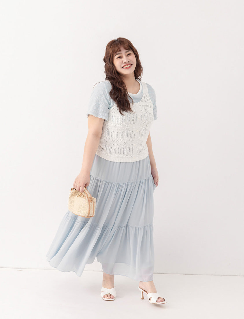Multi-Layered Romantic Plus Size Chiffon Skirt