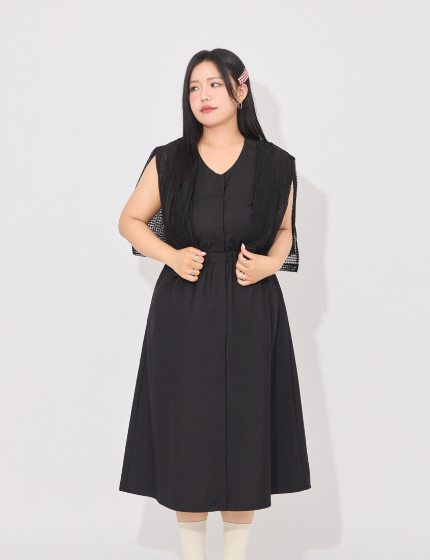 MORE U French-Style Back Cut-Out Plus Size Dress