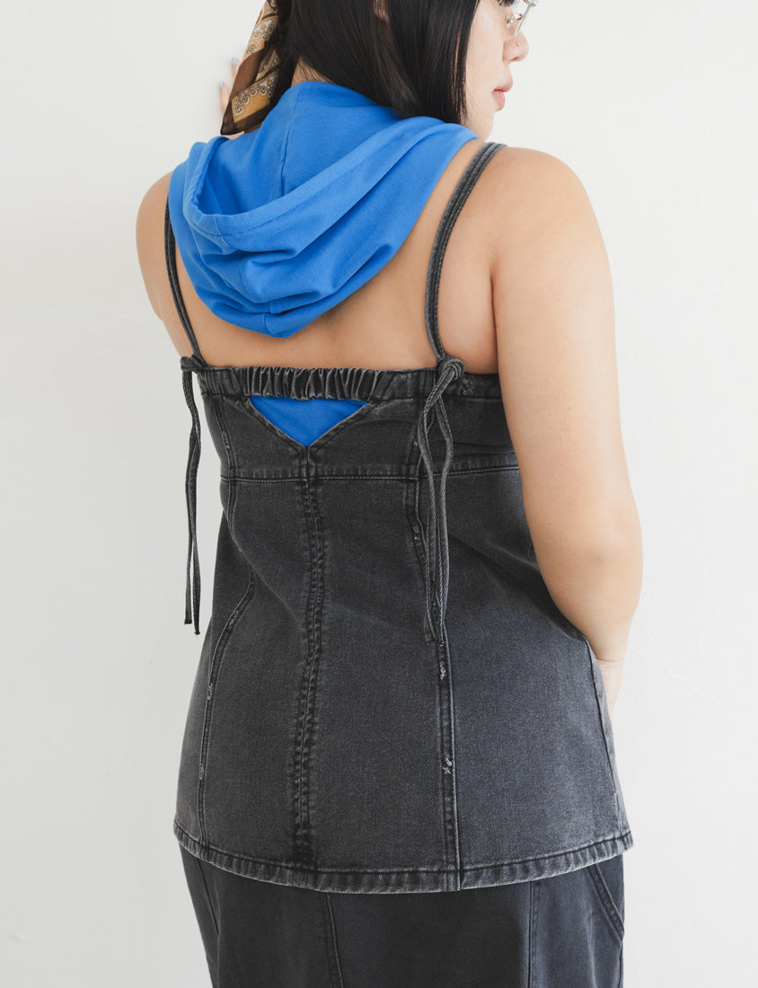 MUA! Distressed Zip-Up Convertible Plus Size Denim Vest