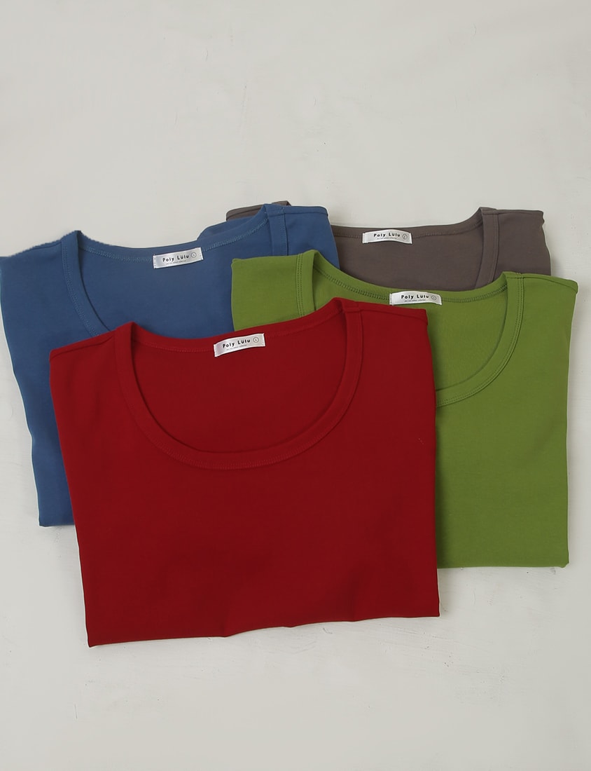 U-Neck Multicolor Plus Size Comfy Slim Tee