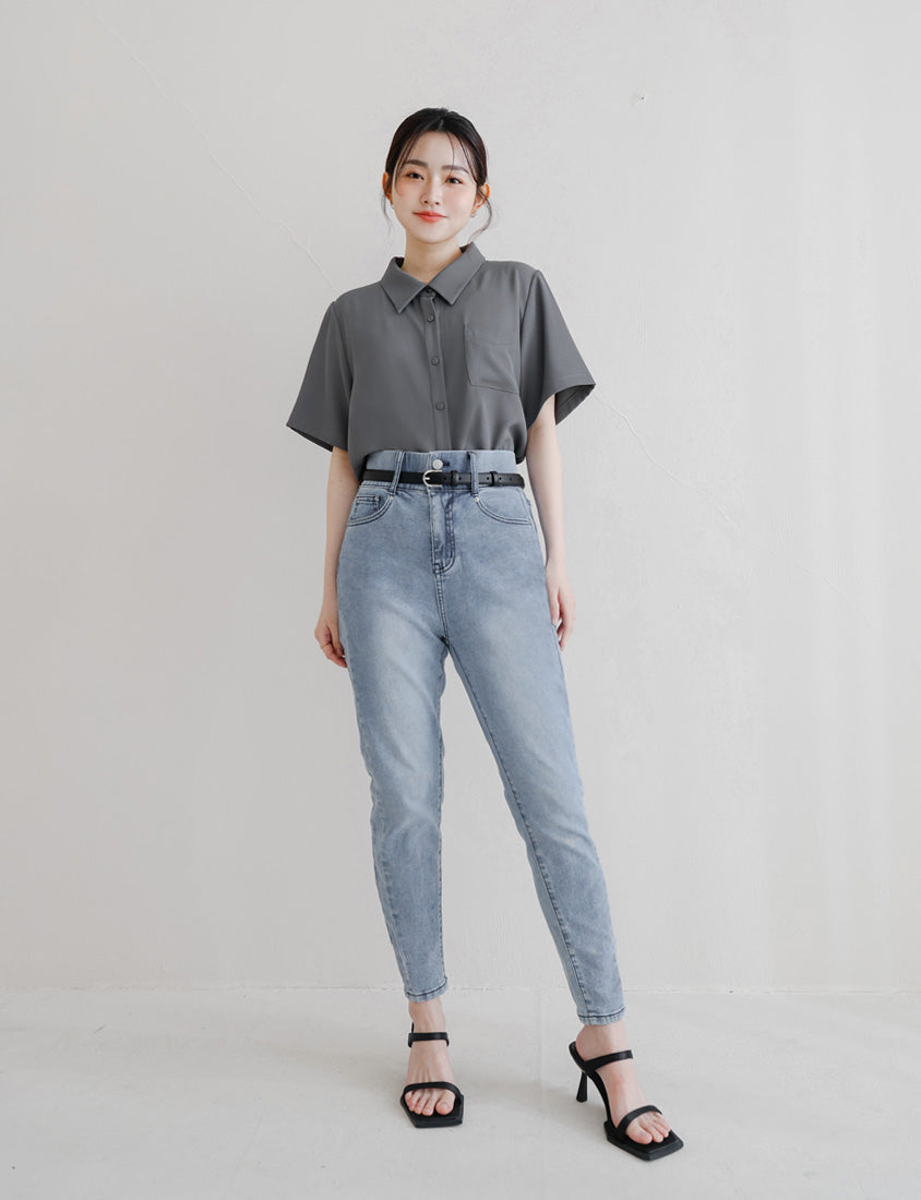 MISS. Silky Cool Morandi Colors Plus Size Shirt