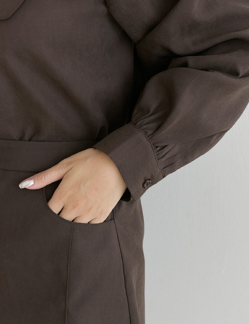 Sweet Multicolor Collar Tie Puff Sleeve Plus Size Shirt