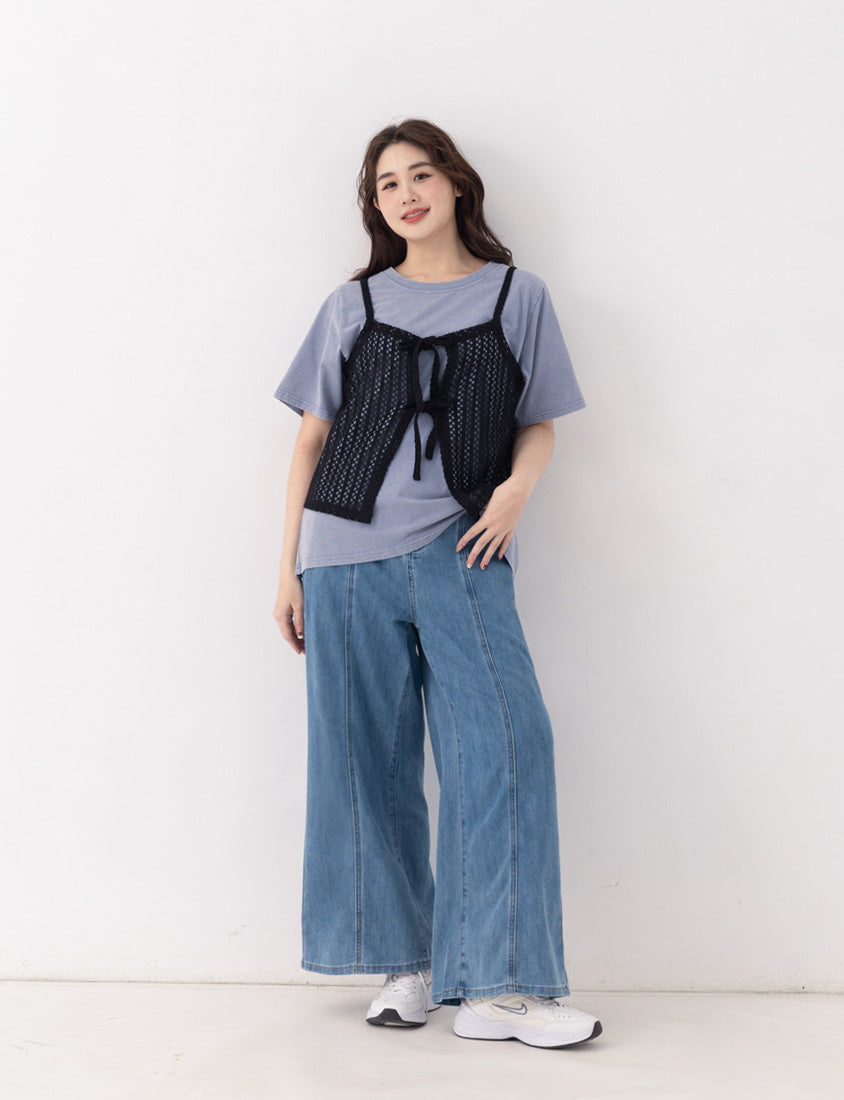 Apple-Shaped Friendly! Seamed Plus Size Wide Leg Jeans