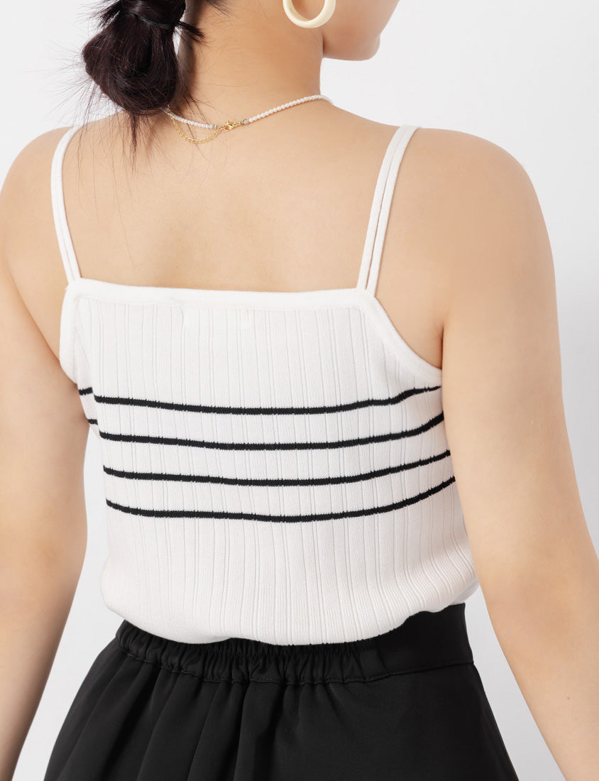 MISS. Contrast Stripe Ice Silk Knit Plus Size Tank Top