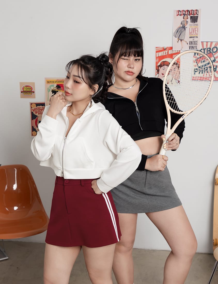 MUA! Space Cotton Back Elastic Plus Size Mini Skirt (With Pants)