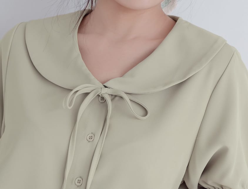 Sweet Front-Tie Oversized Plus Size Collar Blouse