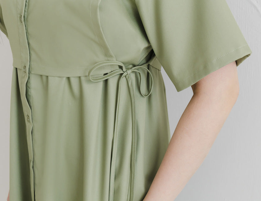 MISS. Japanese Style Layered Side Tie Shirt Dress