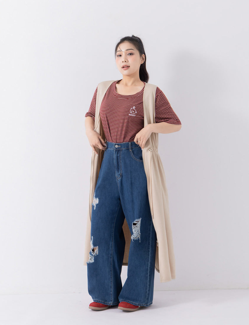 Ultra-Light Space Cotton Zip Front Plus Size Maxi Dress