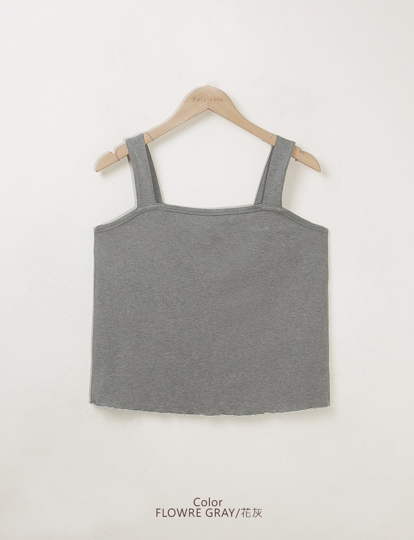 Ribbed Wide Strap Wavy Edge Plus Size Tank Top