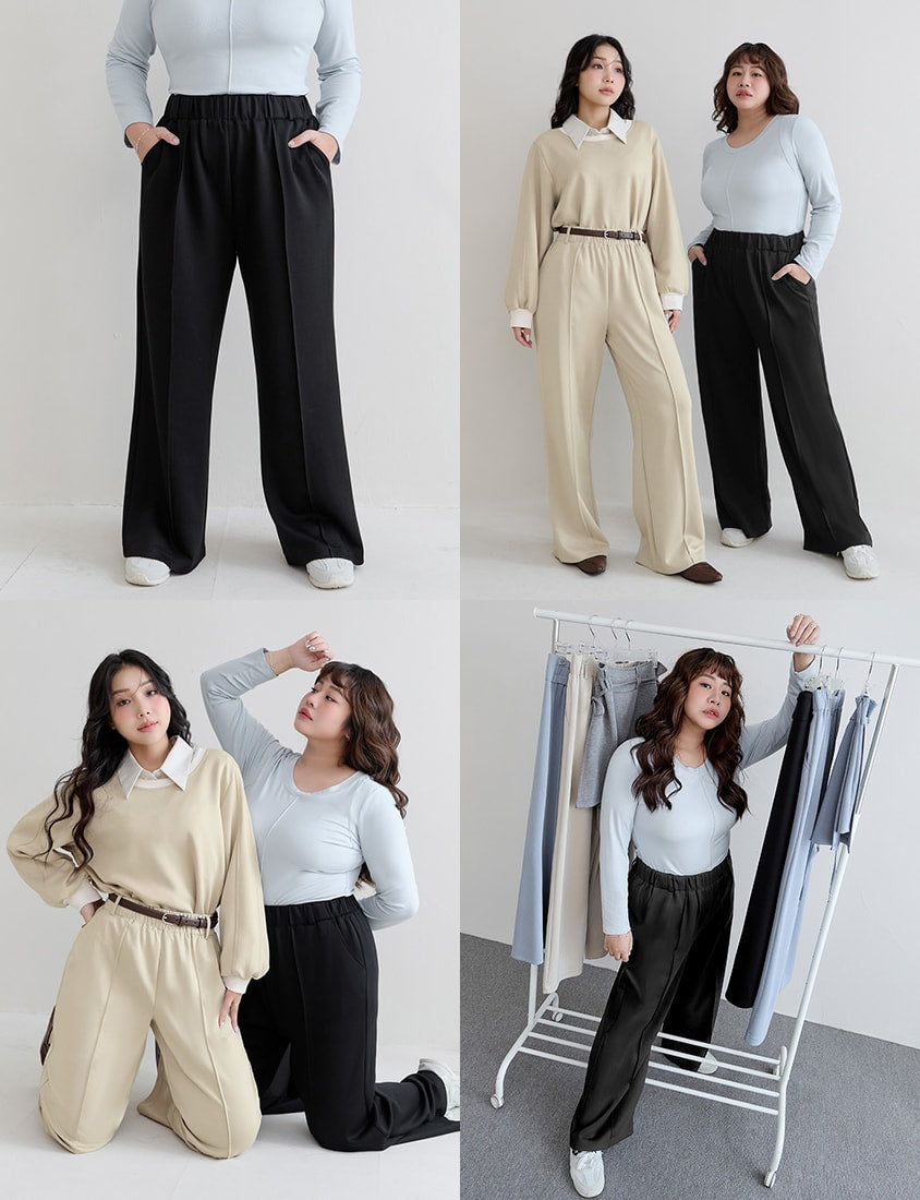 Slimming Cloud Cotton High Waist Plus Size Wide Leg Pants
