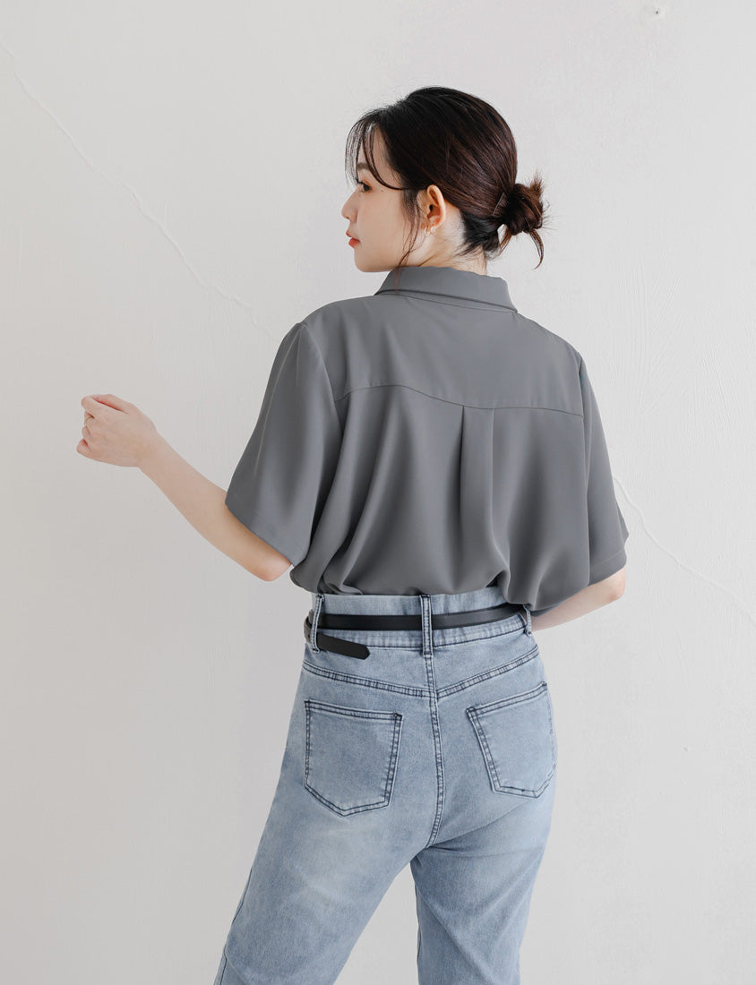 MISS. Silky Cool Morandi Colors Plus Size Shirt