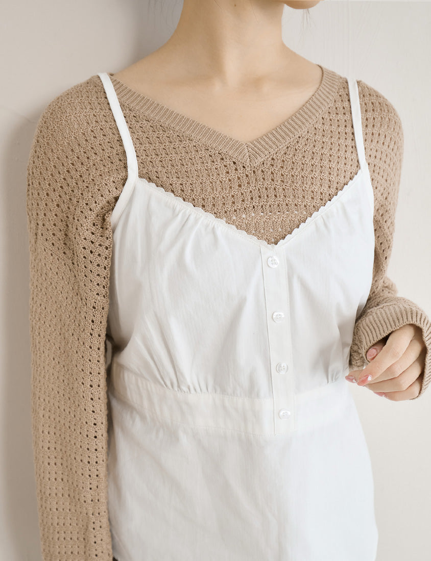 Lace V-Neck Adjustable Waist Plus Size Tank Top