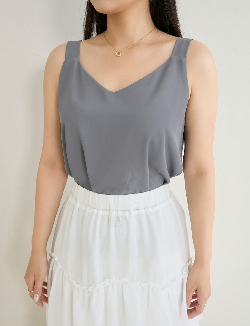 MISS. Two Way Reversible Matte Chiffon Plus Size Tank Top