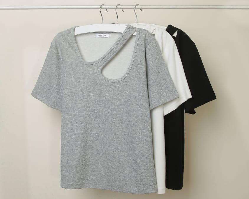 MUA! Sexy Ribbed Hollow Plus Size Short Sleeve Tee