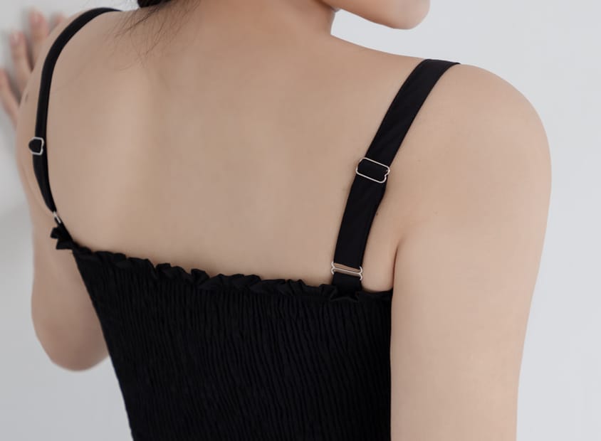 Adjustable Elastic Strap Twill Plus Size Dress