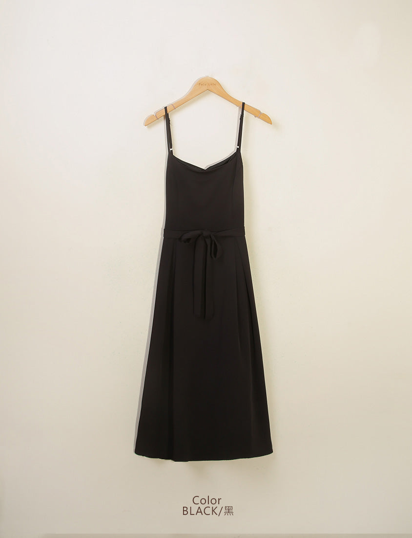MISS. Silky Cool Pleated  Waist Tie Plus Size Cami Dress